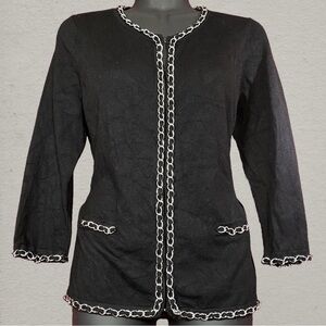 RED Black Chain-Embellished Women's Cardigan